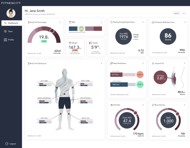 Fitnescity DEXA Scan Dashboard